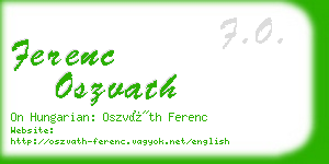 ferenc oszvath business card